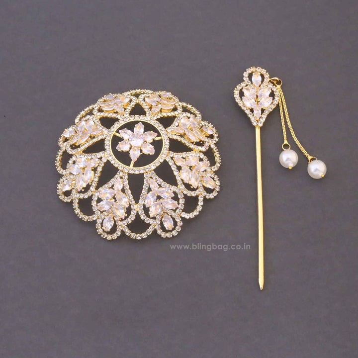 Golden Saiya Zirconia Small Hair Bun Cage