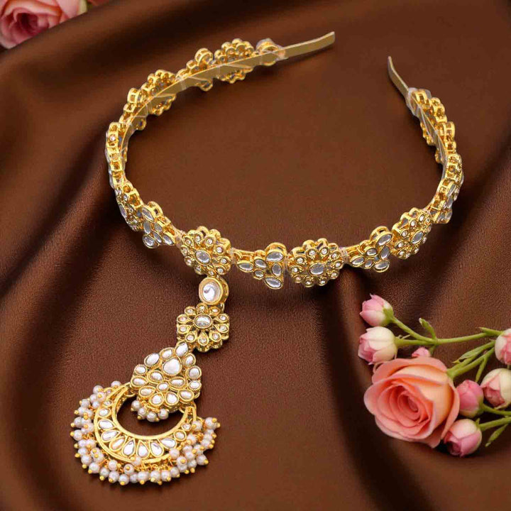 Golden Sampriti Hairband With Tikka