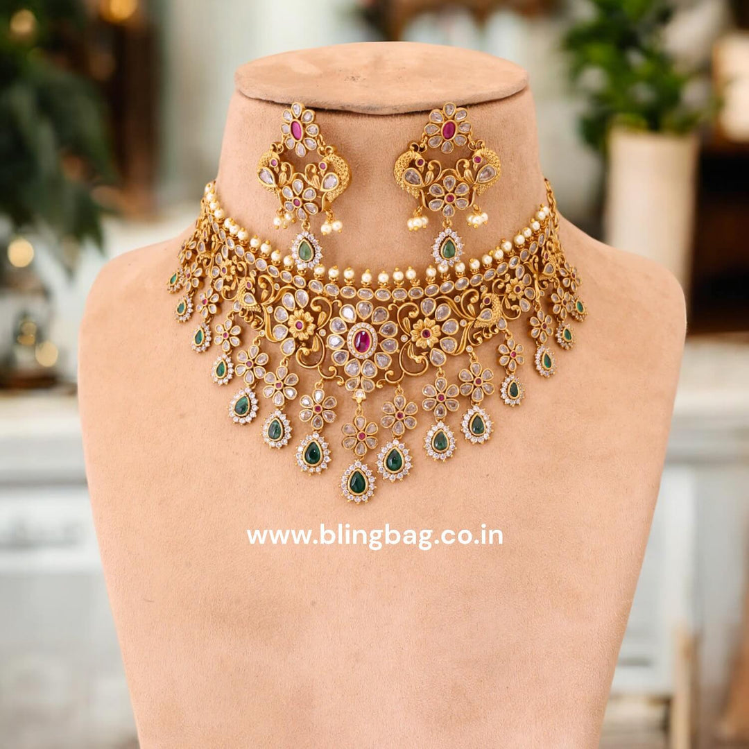 Golden Sanchita Antique Jewellery Set- New Arrival