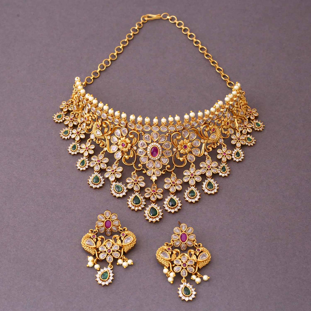 Golden Sanchita Antique Jewellery Set- New Arrival