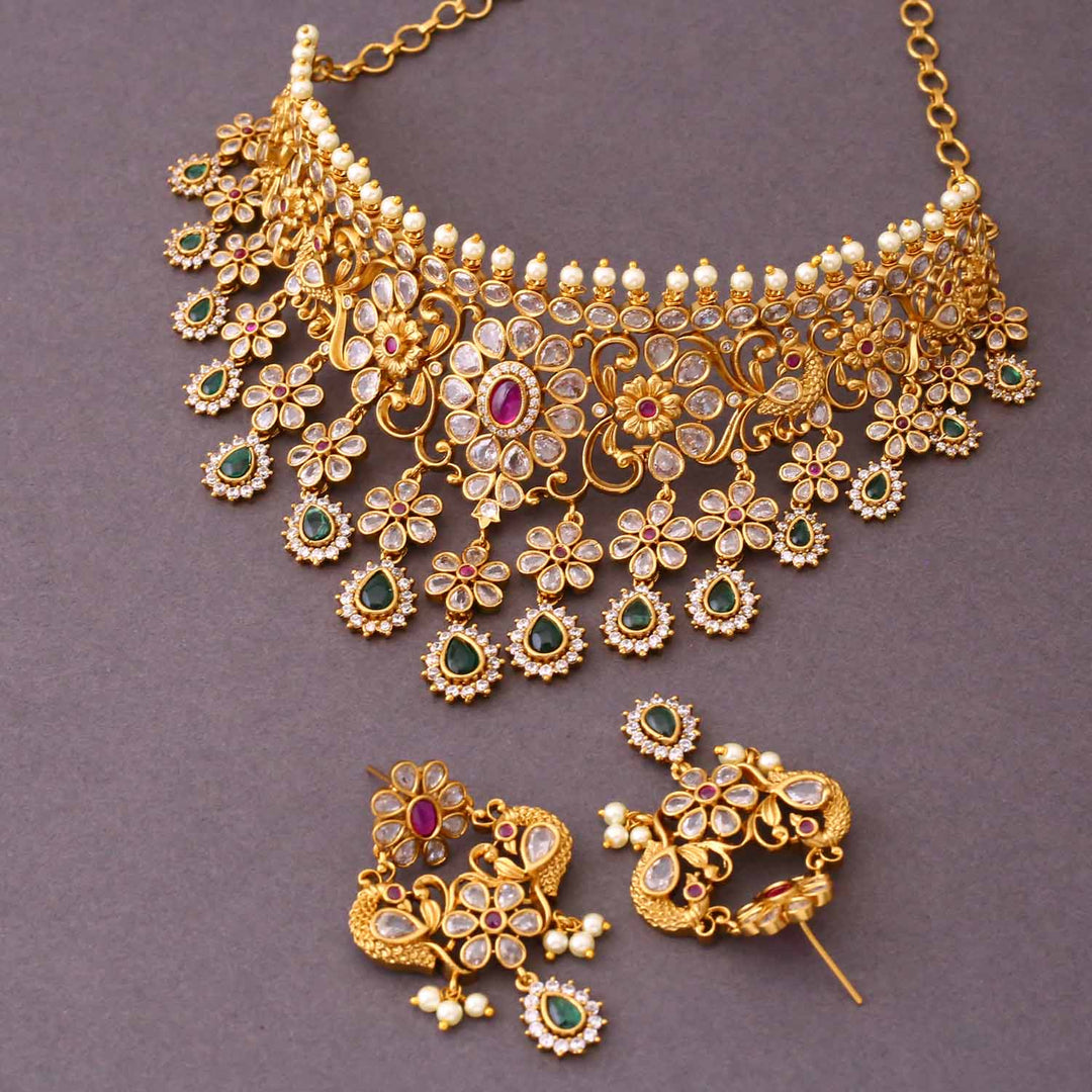 Golden Sanchita Antique Jewellery Set- New Arrival