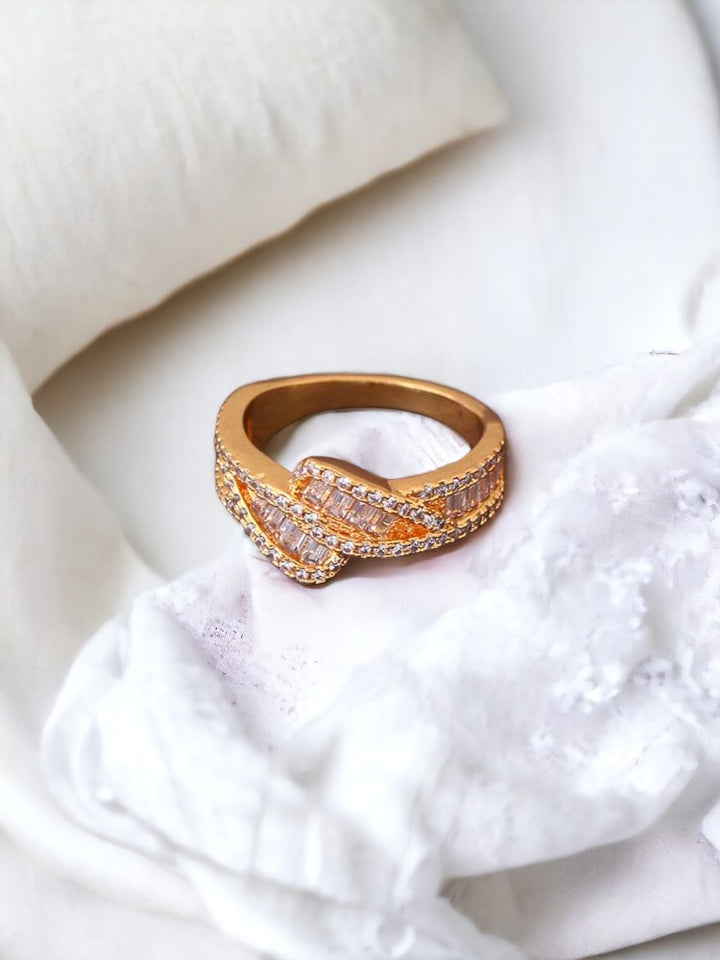 Golden Sangeeta Zirconia Ring