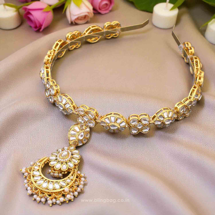 Golden Sarangi Hairband With Tikka