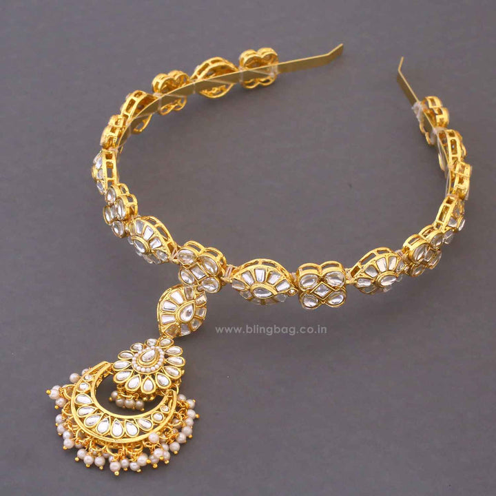 Golden Sarangi Hairband With Tikka