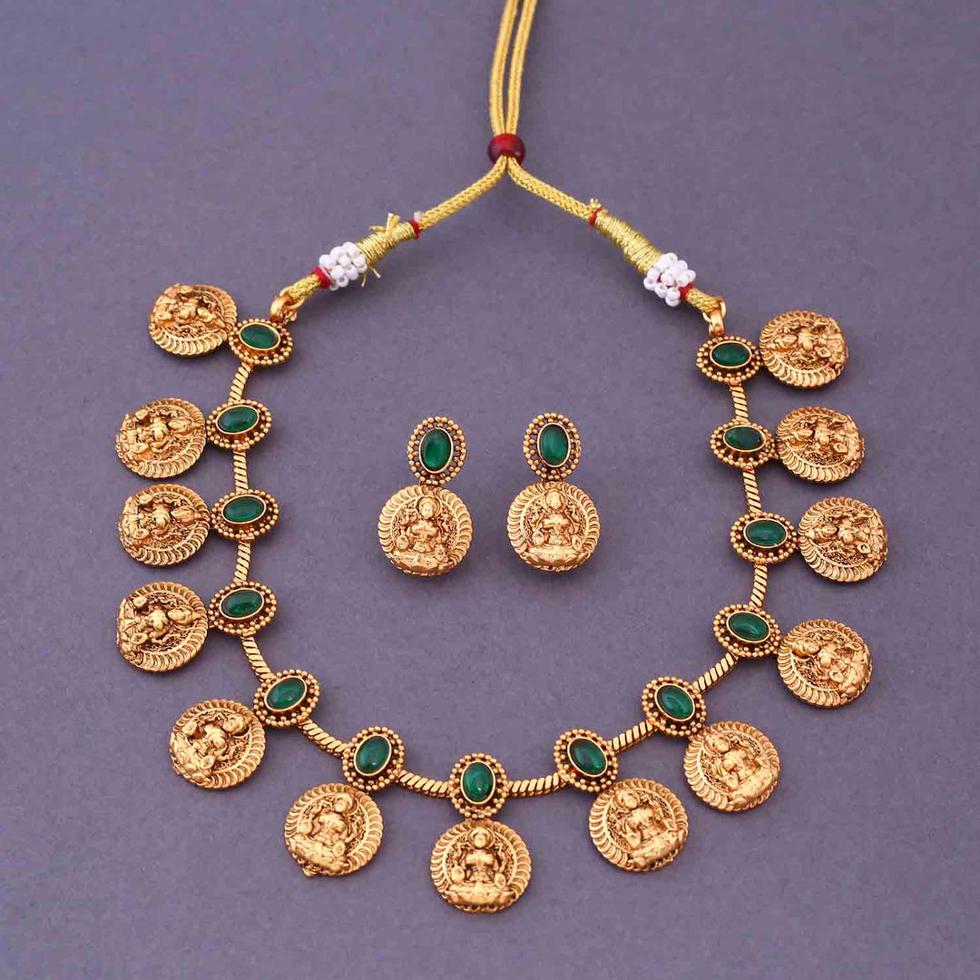 Emerald Sarvajna Temple Jewellery Set- New Arrival