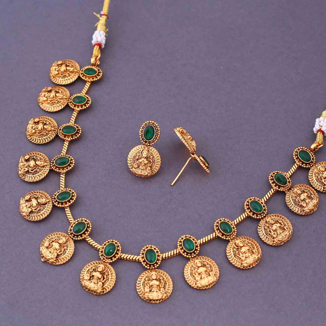 Emerald Sarvajna Temple Jewellery Set- New Arrival