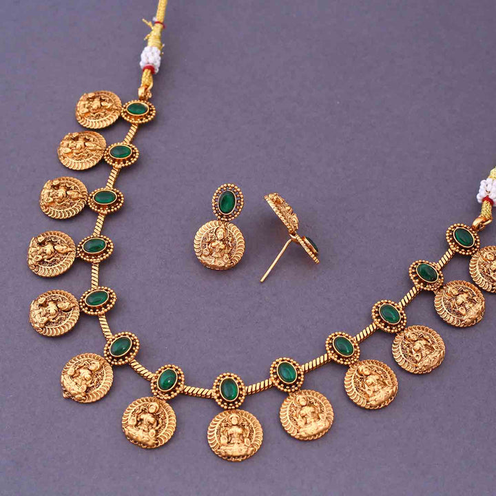 Emerald Sarvajna Temple Jewellery Set- New Arrival