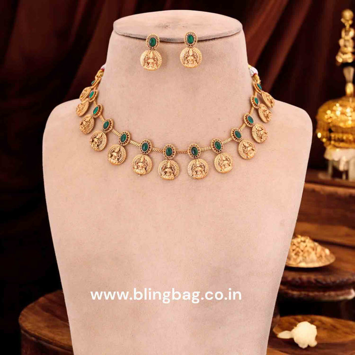 Emerald Sarvajna Temple Jewellery Set- New Arrival
