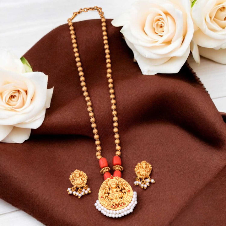 Golden Satyavanti Temple Pendant Set- New Arrival