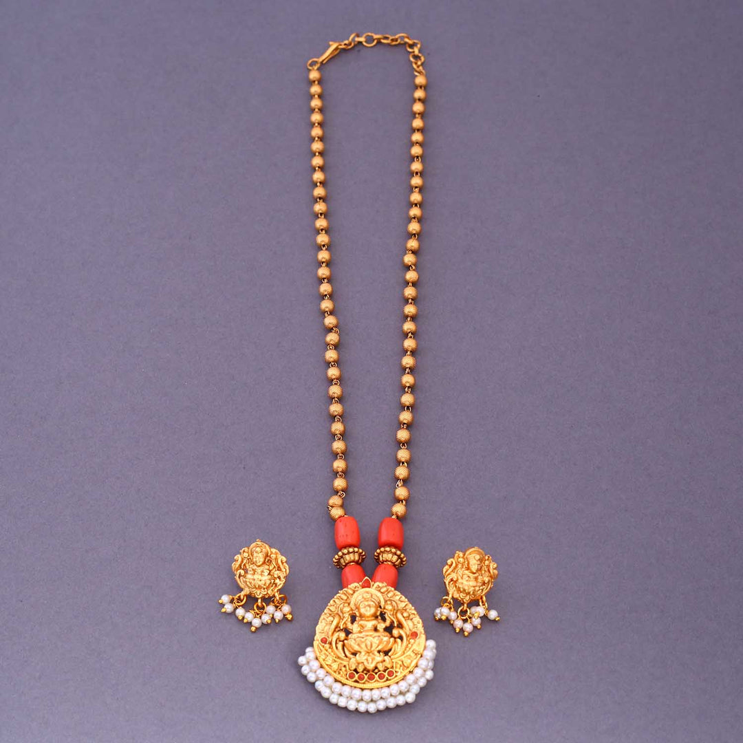 Golden Satyavanti Temple Pendant Set- New Arrival