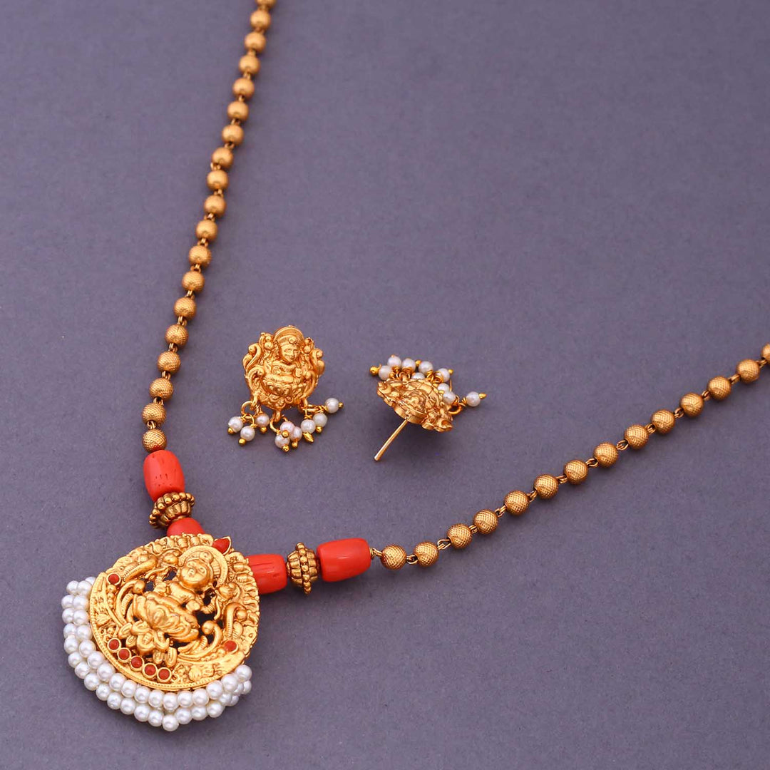 Golden Satyavanti Temple Pendant Set- New Arrival