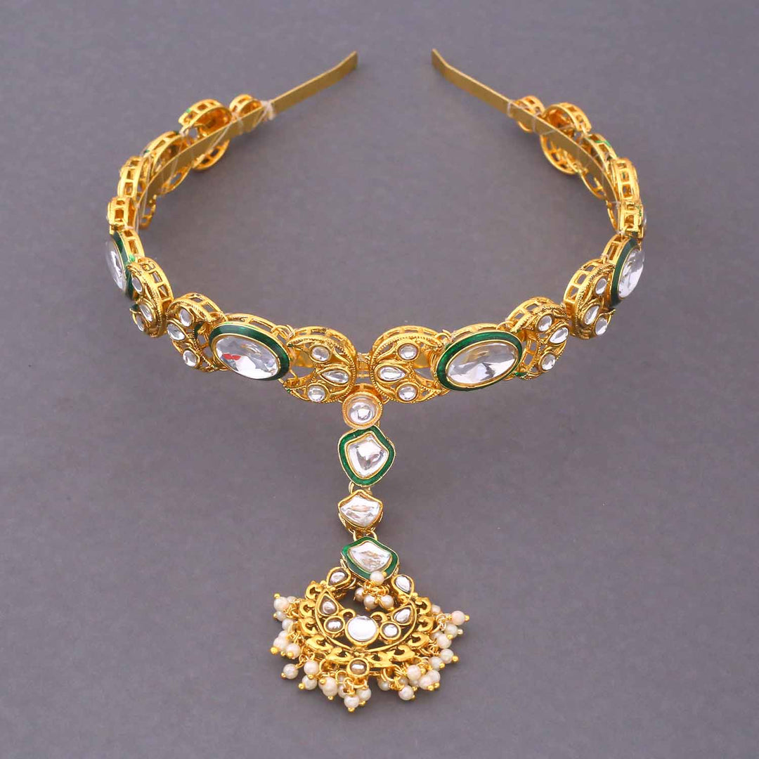 Golden Sayli Hairband With Tikka
