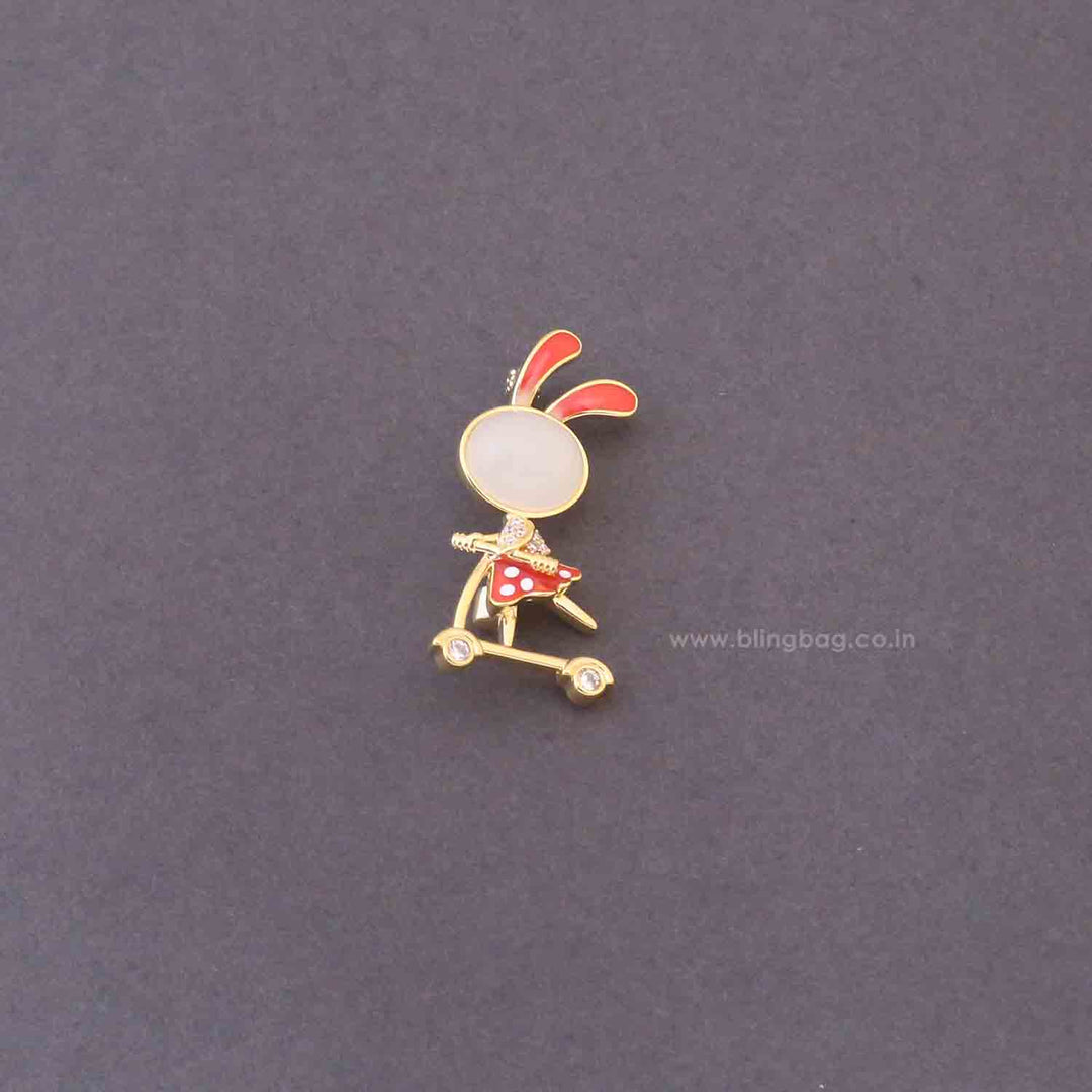 Golden Scooter Bunny Brooch