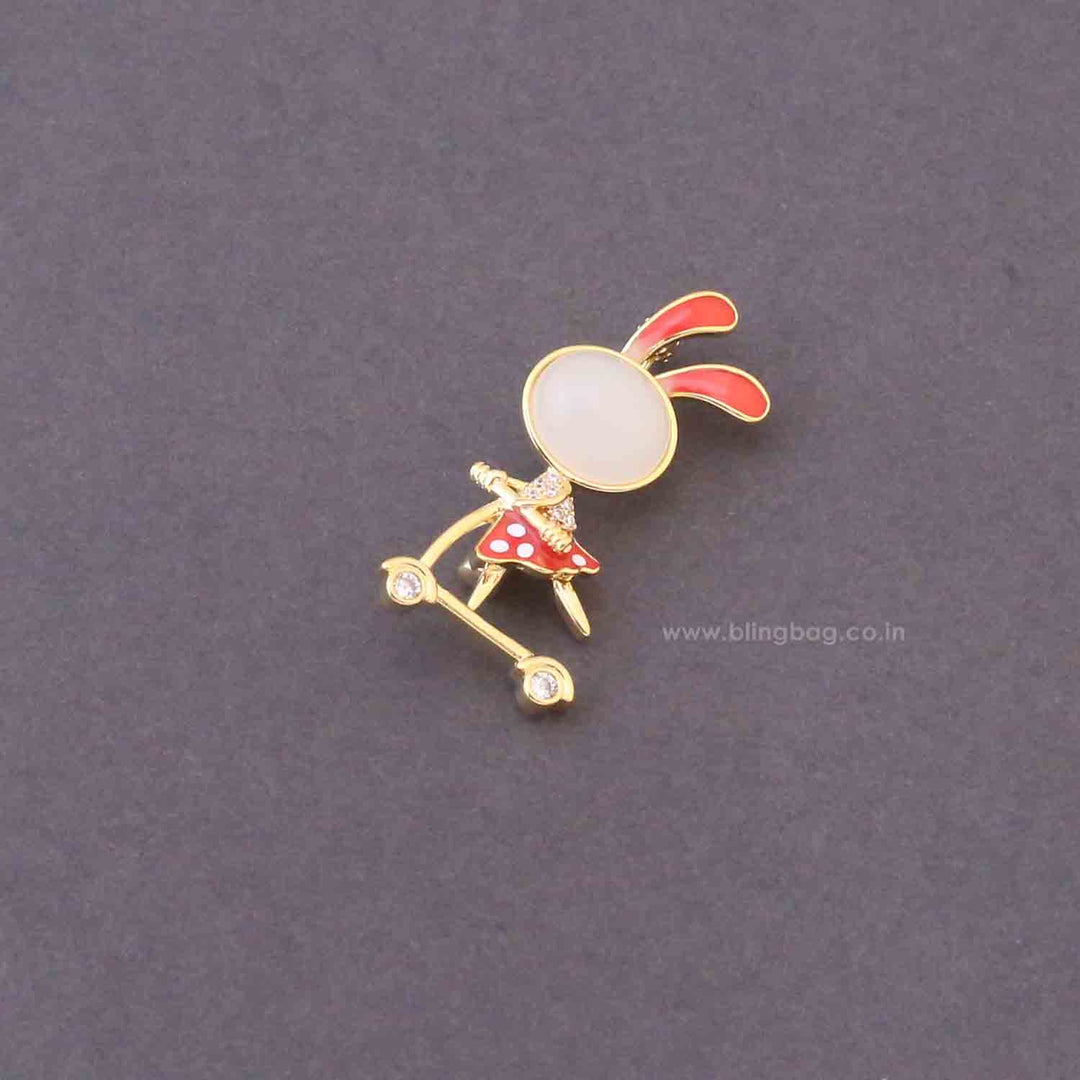 Golden Scooter Bunny Brooch