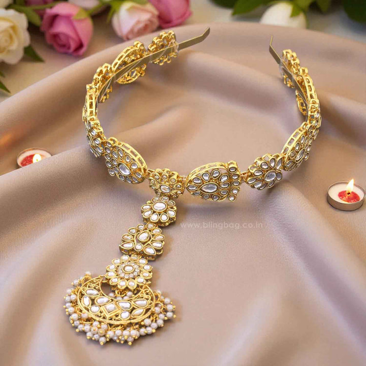 Golden Sejal Hairband With Tikka