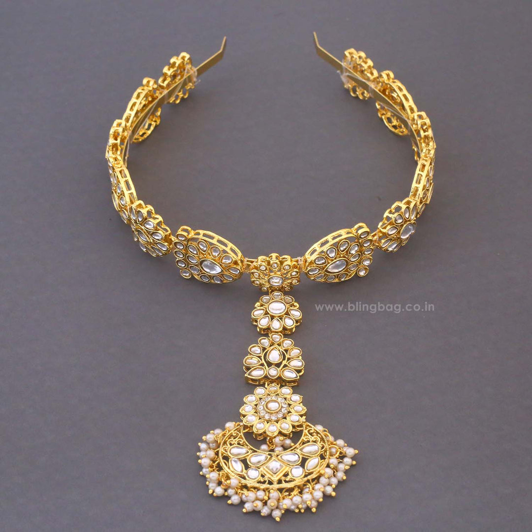 Golden Sejal Hairband With Tikka