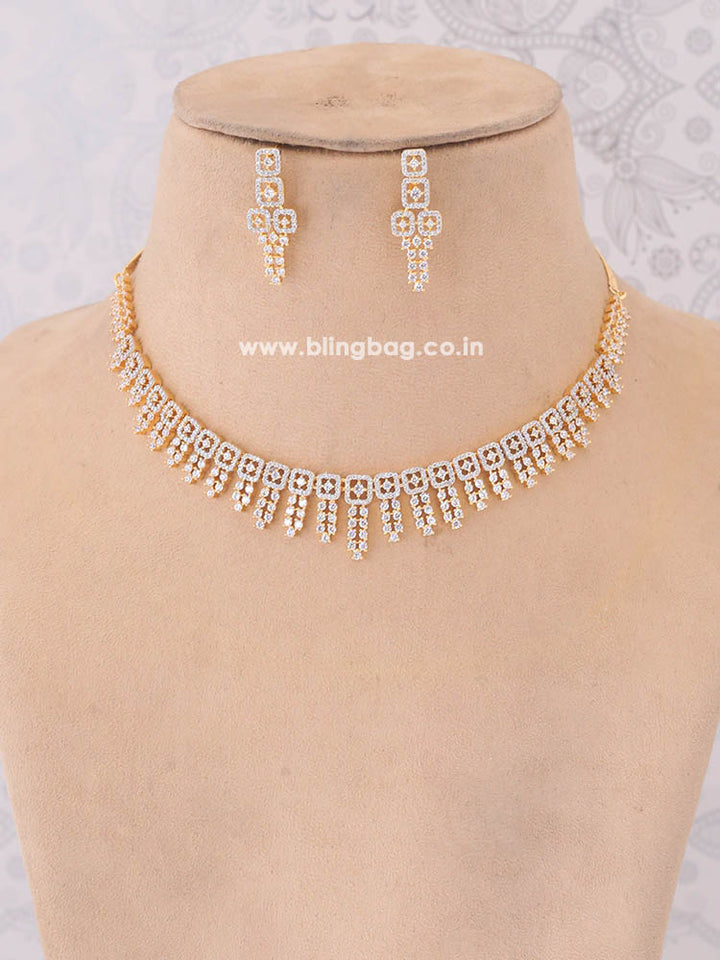 Golden Selene Zirconia Jewellery Set