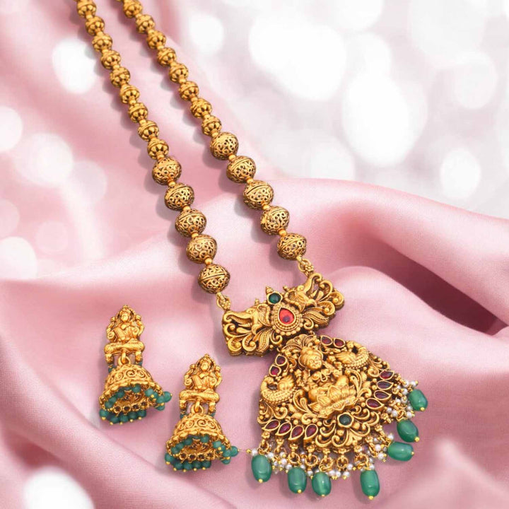 Golden Serava Temple Jewellery Set - New Arrival