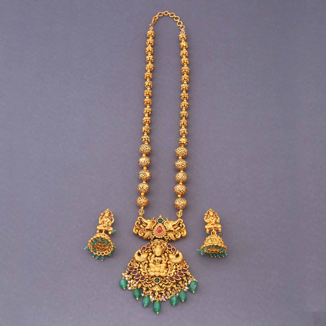 Golden Serava Temple Jewellery Set - New Arrival