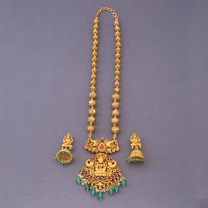 Golden Serava Temple Jewellery Set - New Arrival