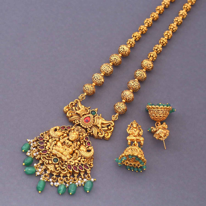 Golden Serava Temple Jewellery Set - New Arrival