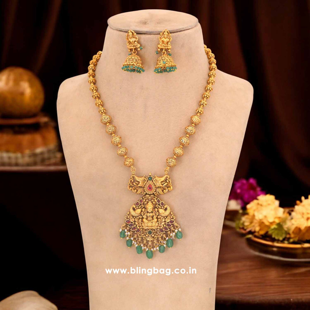 Golden Serava Temple Jewellery Set - New Arrival