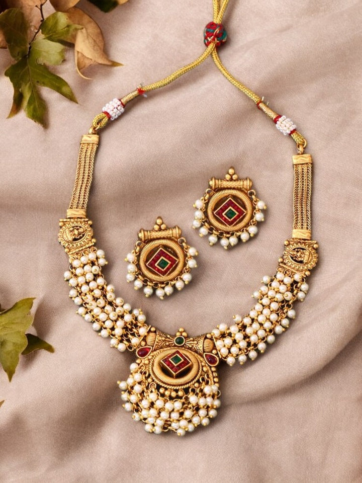 Golden Shambhu Temple Jewellery Set - New Arrival