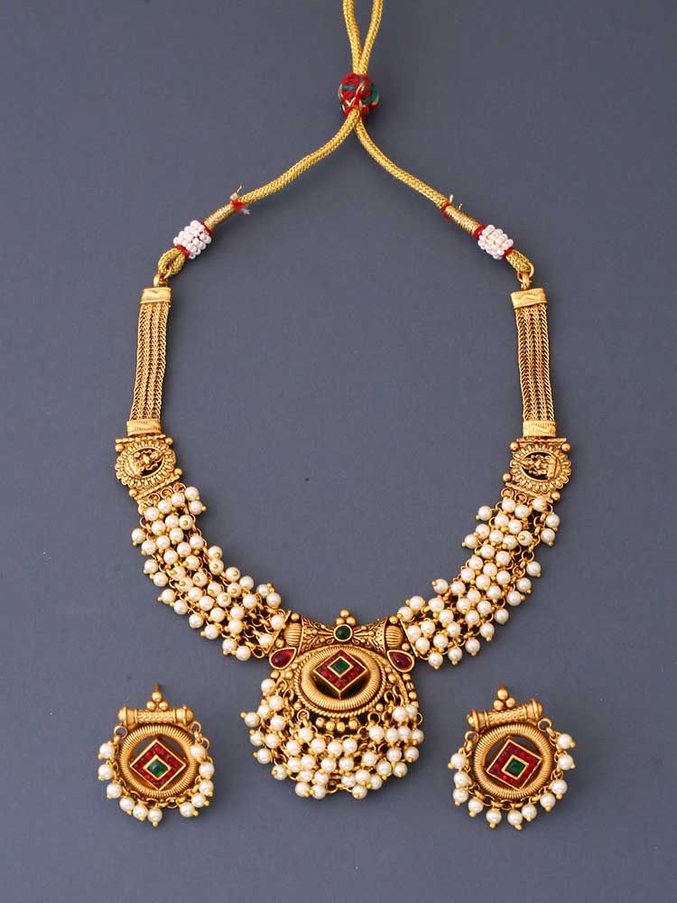 Golden Shambhu Temple Jewellery Set - New Arrival