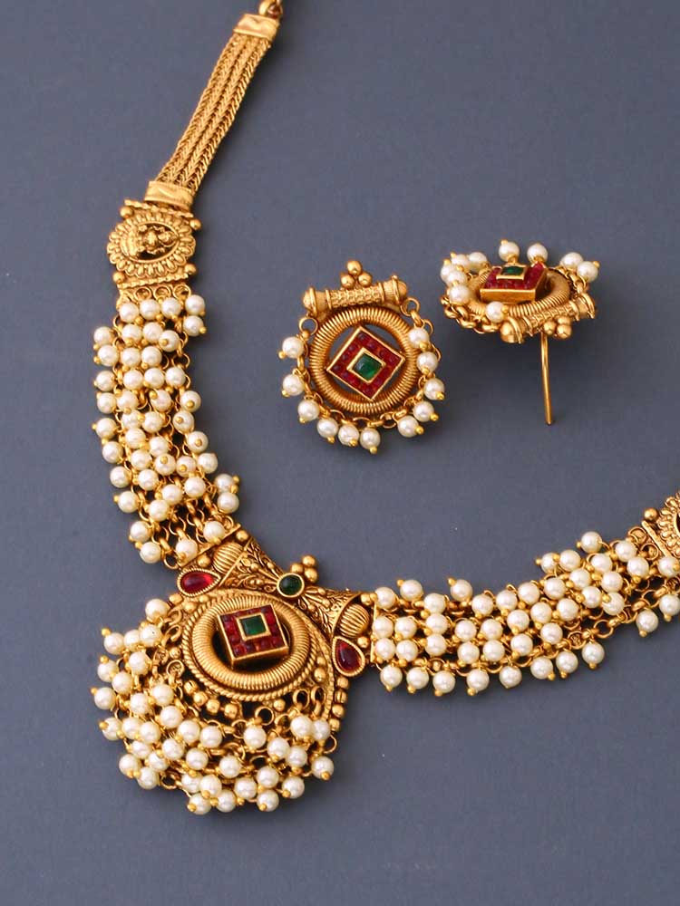 Golden Shambhu Temple Jewellery Set - New Arrival