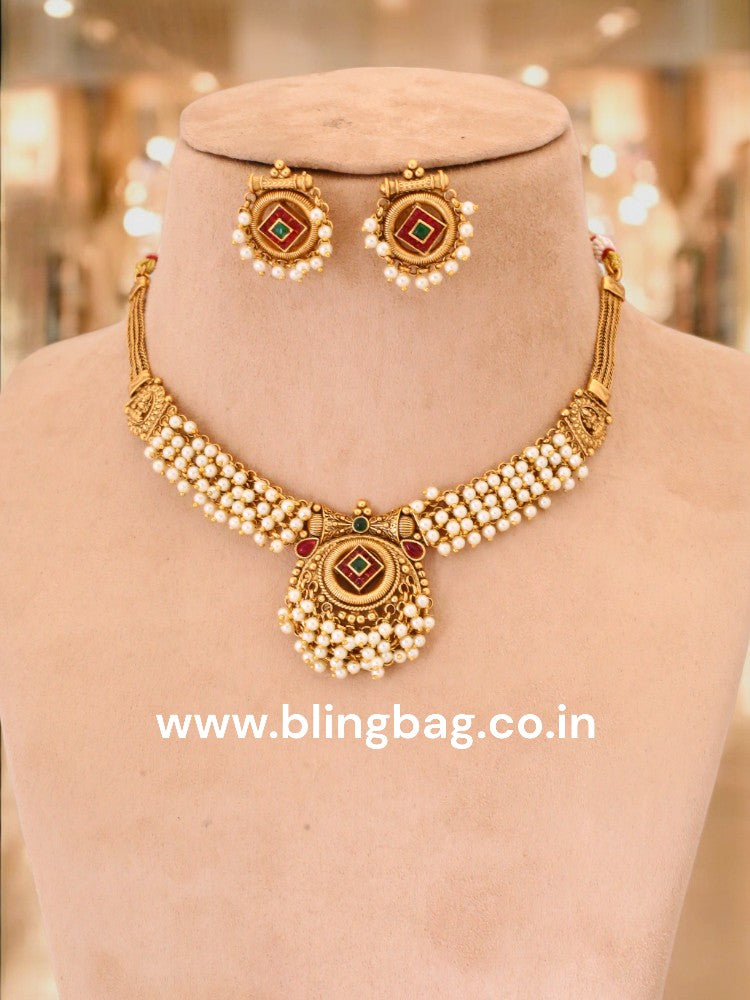 Golden Shambhu Temple Jewellery Set - New Arrival