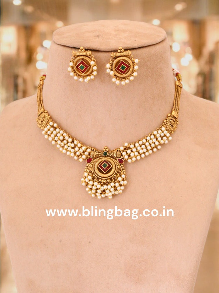 Golden Shambhu Temple Jewellery Set - New Arrival