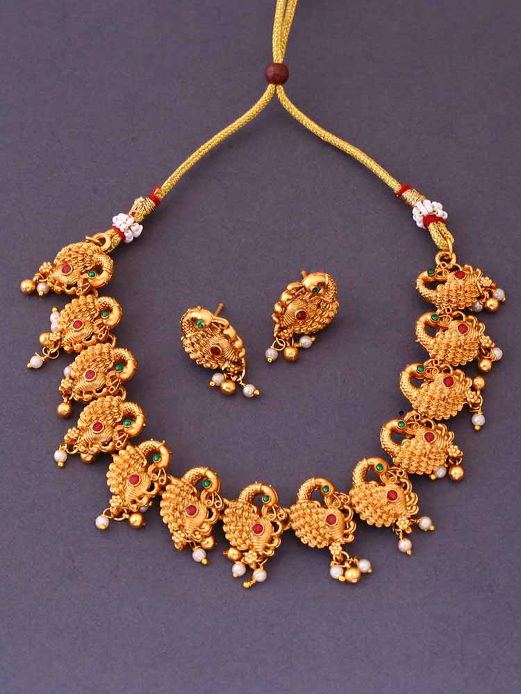 Golden Shankara Temple Jewellery Set - New Arrival