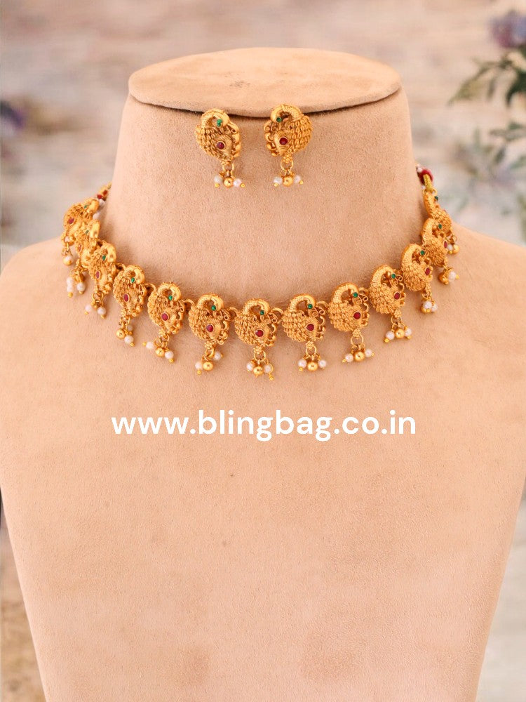 Golden Shankara Temple Jewellery Set - New Arrival