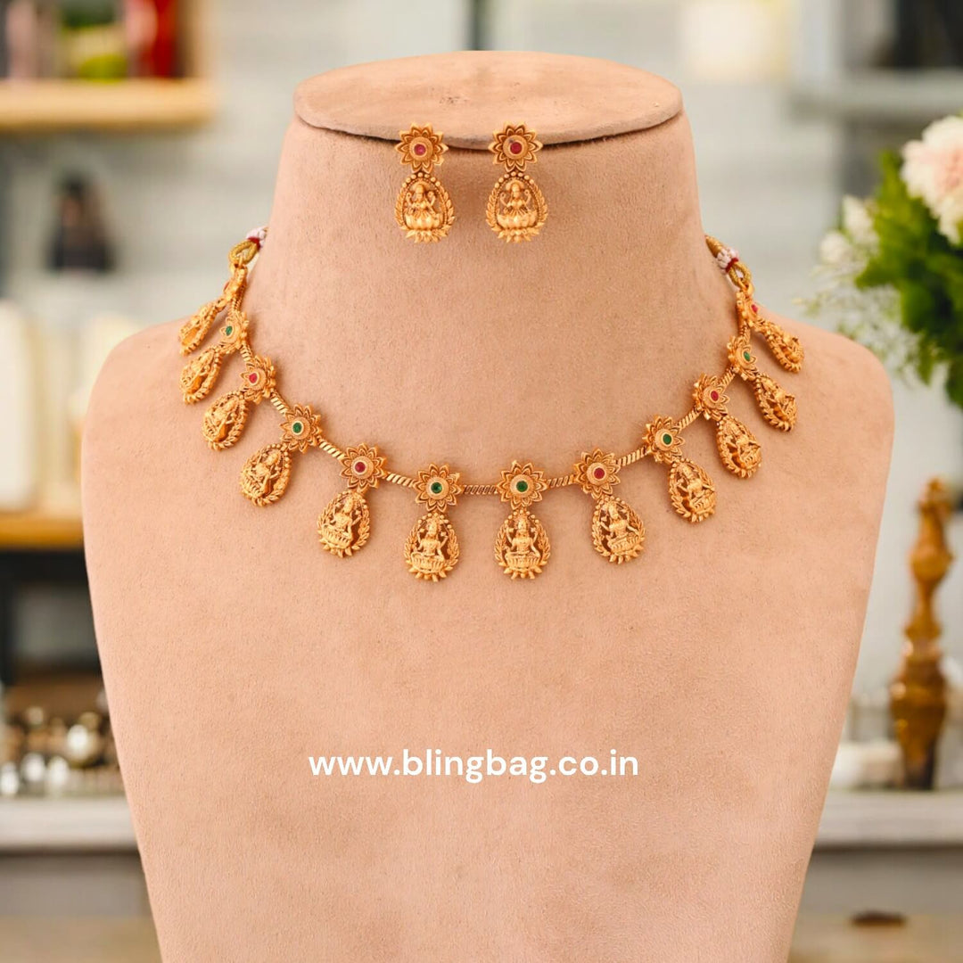 Golden Shankari Temple Jewellery Set - New Arrival