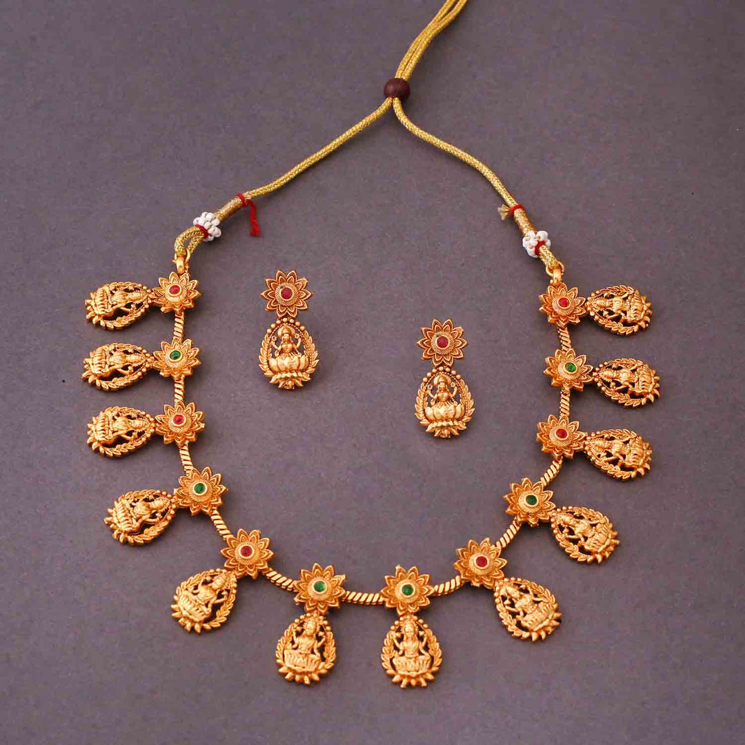 Golden Shankari Temple Jewellery Set - New Arrival