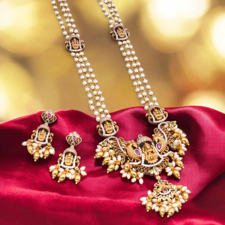 Golden Sharviya Temple Jewellery Set - New Arrival