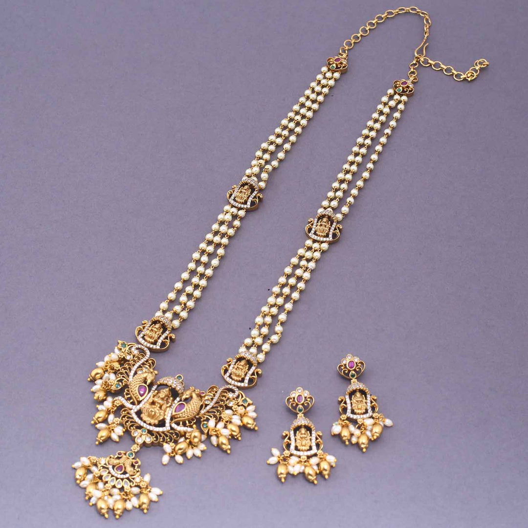 Golden Sharviya Temple Jewellery Set - New Arrival