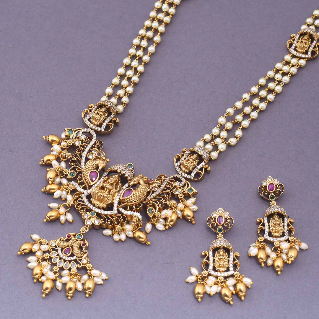 Golden Sharviya Temple Jewellery Set - New Arrival