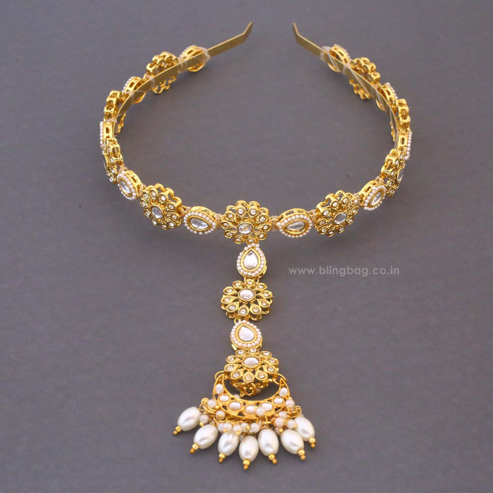 Golden Shital Hairband With Tikka