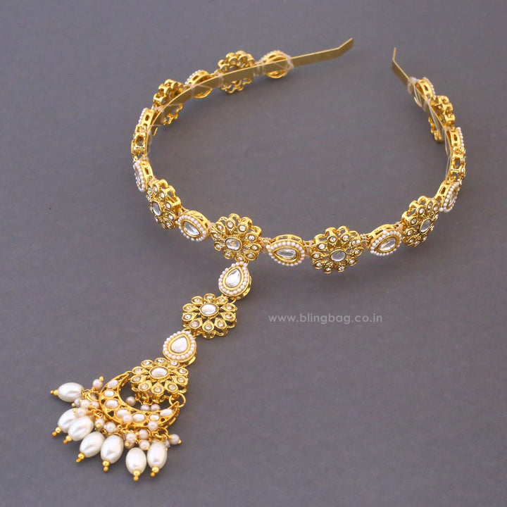 Golden Shital Hairband With Tikka