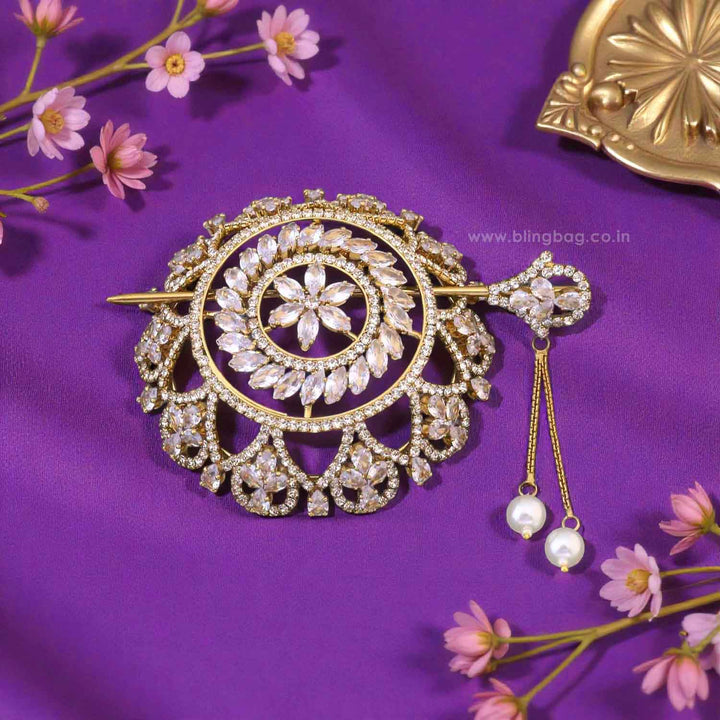 Golden Shravani Zirconia Small Hair Bun Cage