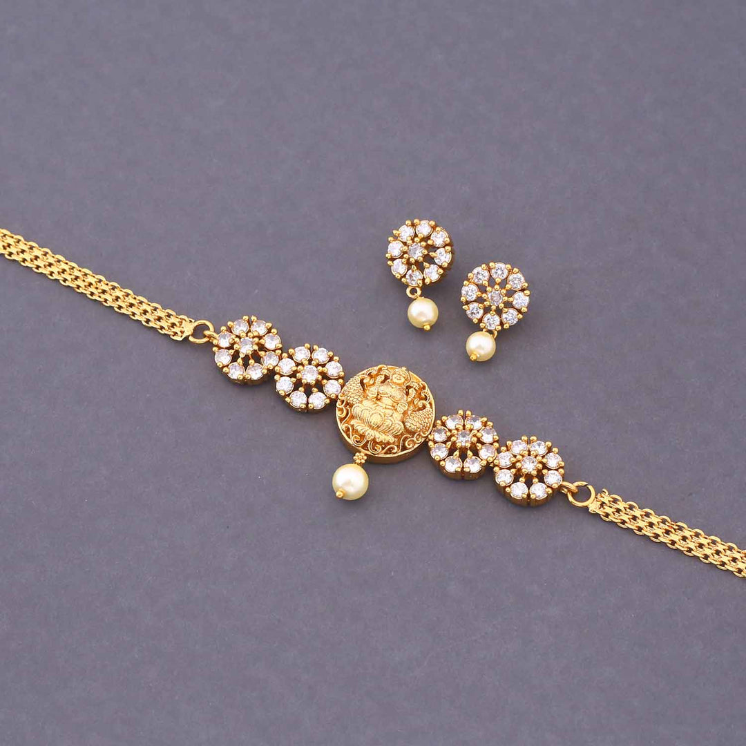 Golden Siddhika Temple Jewellery Set - New Arrival