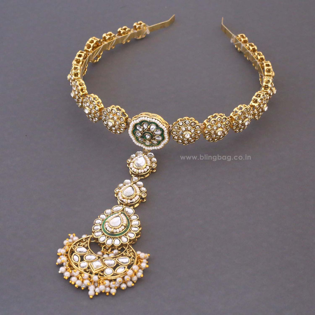Golden Sindhu Hairband With Tikka