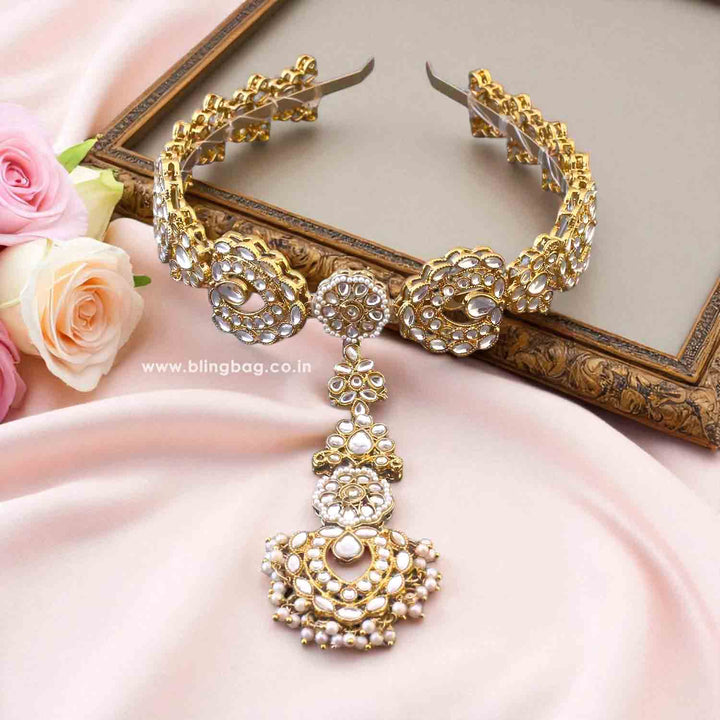 Golden Sirisha Hairband With Tikka