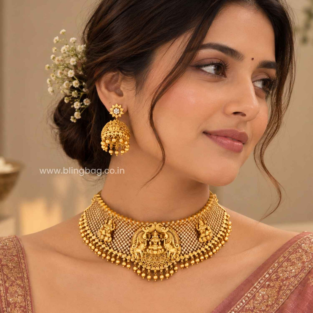Golden Sitaika Temple Jewellery Set- New Arrival