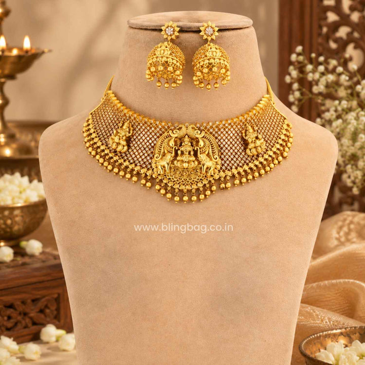 Golden Sitaika Temple Jewellery Set- New Arrival