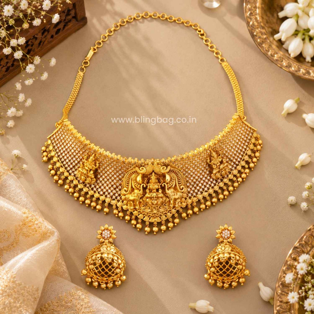 Golden Sitaika Temple Jewellery Set- New Arrival