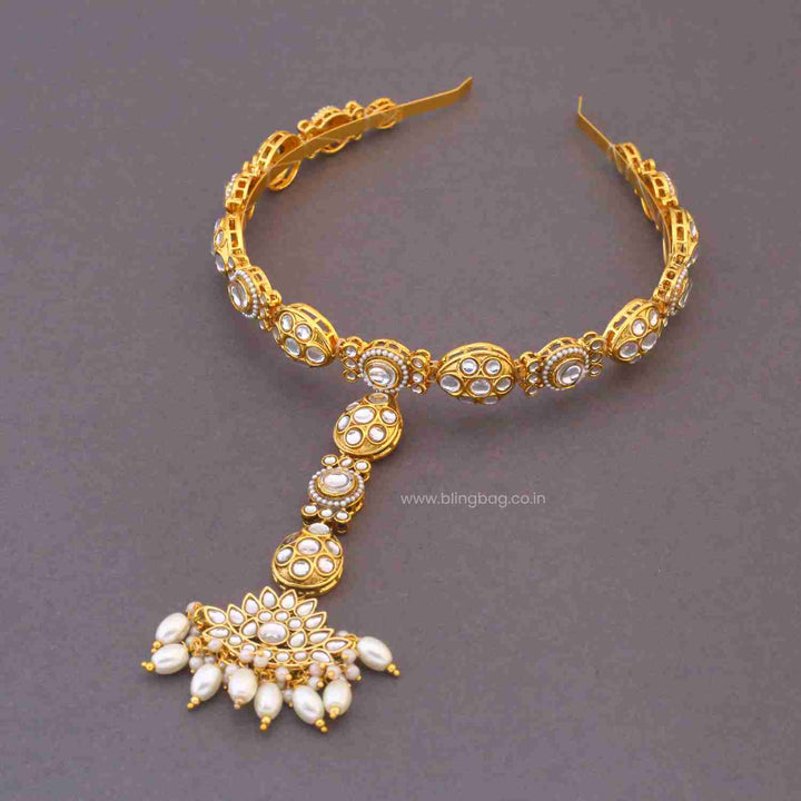 Golden Snehai Hairband With Tikka