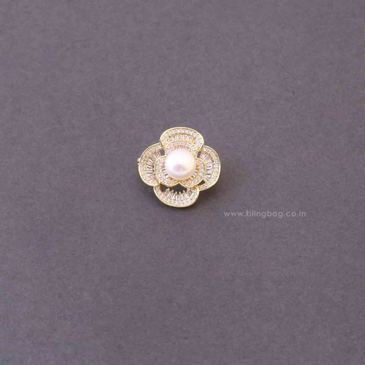 Golden Snowdrop Pearl Brooch