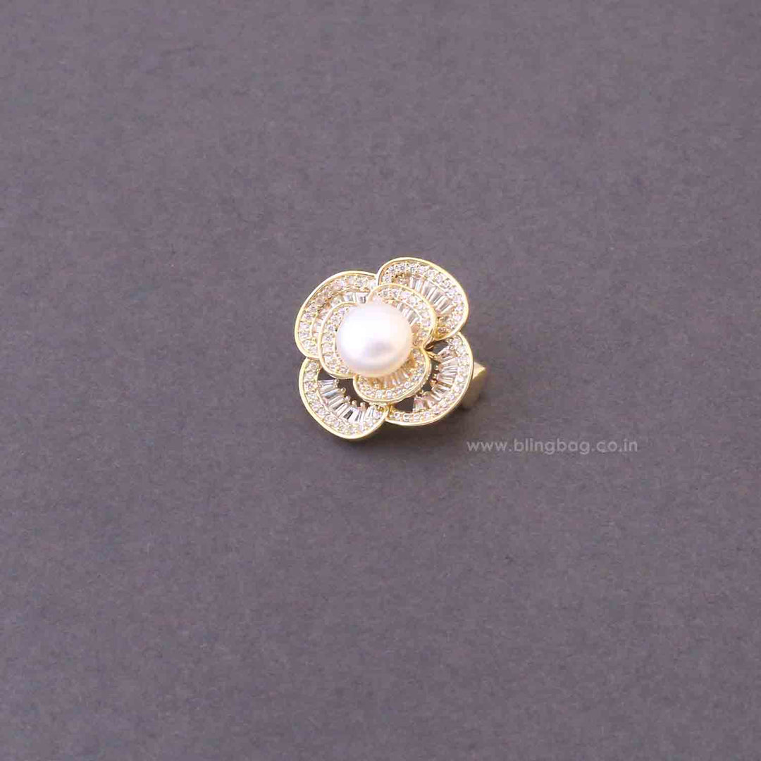Golden Snowdrop Pearl Brooch